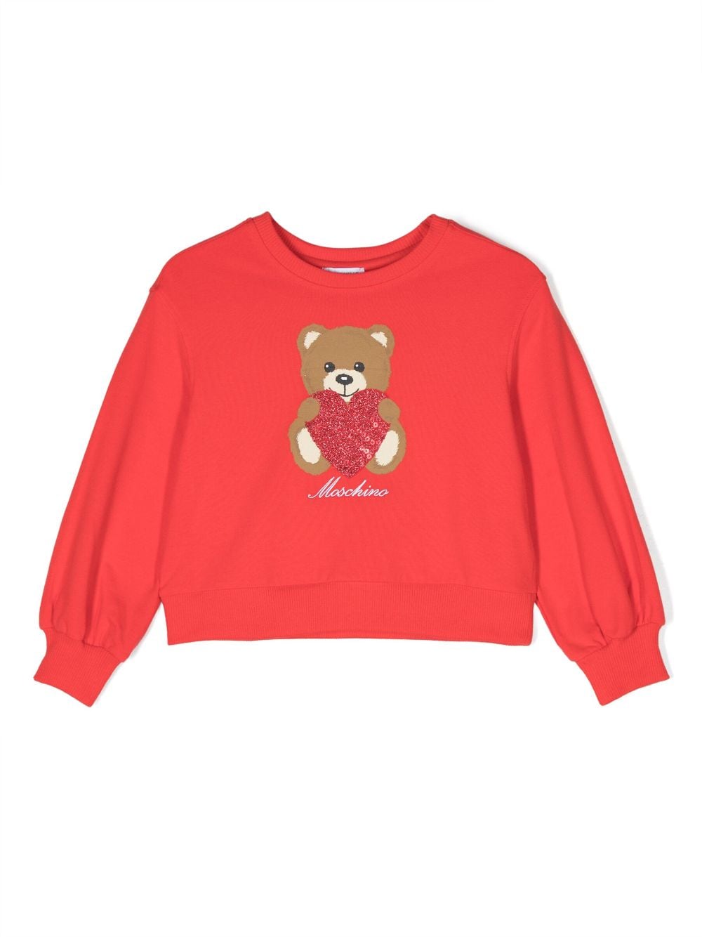 Moschino Kids Geripptes Sweatshirt mit Teddy-Motiv - Rot von Moschino Kids