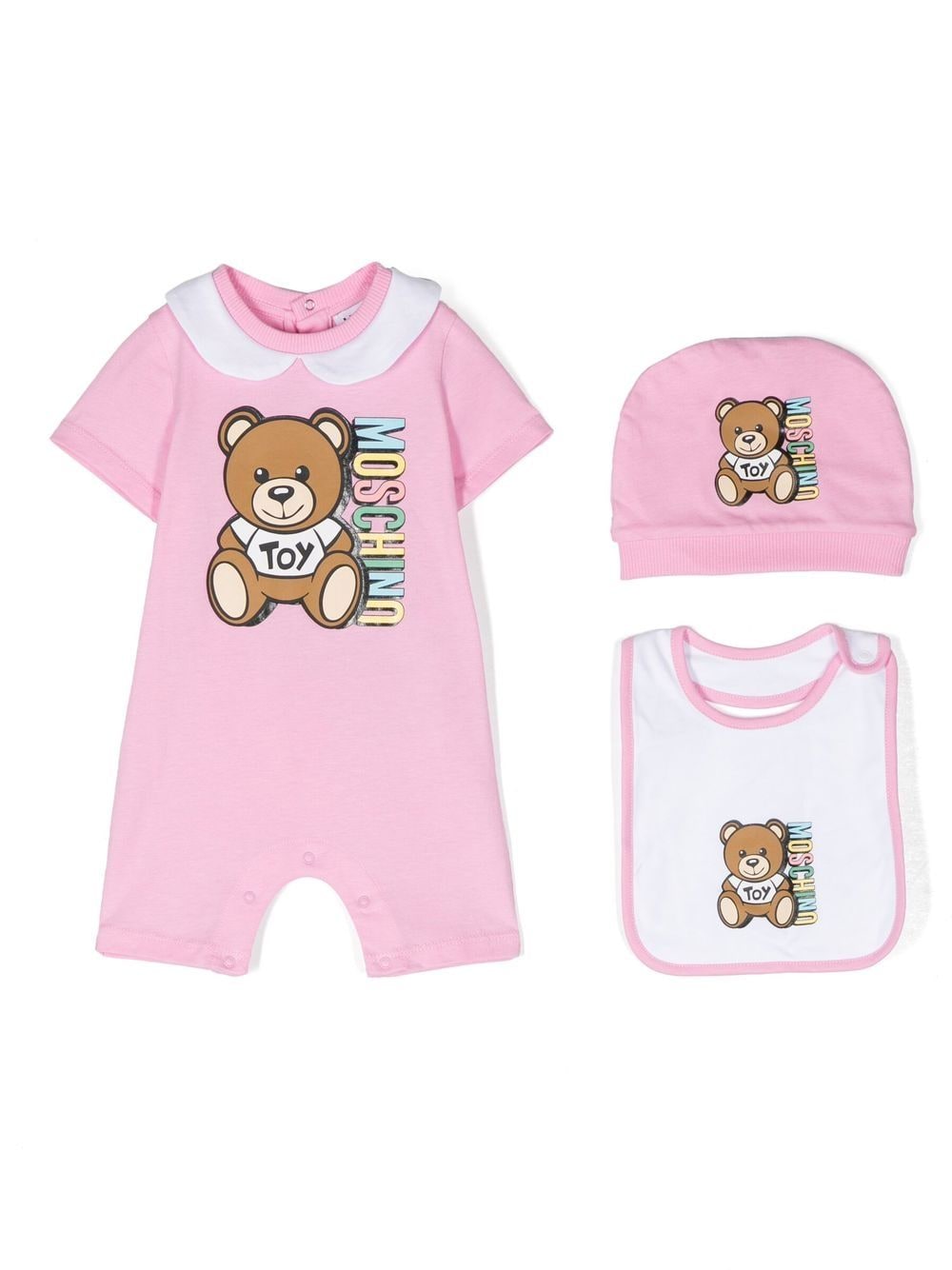 Moschino Kids Dreiteiliges Strampler-Set mit Teddy-Print - Rosa von Moschino Kids