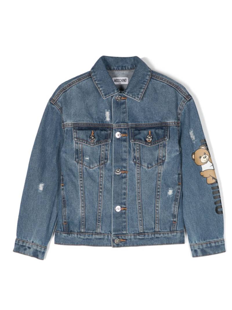 Moschino Kids Jeansjacke mit Teddy-Print - Blau von Moschino Kids