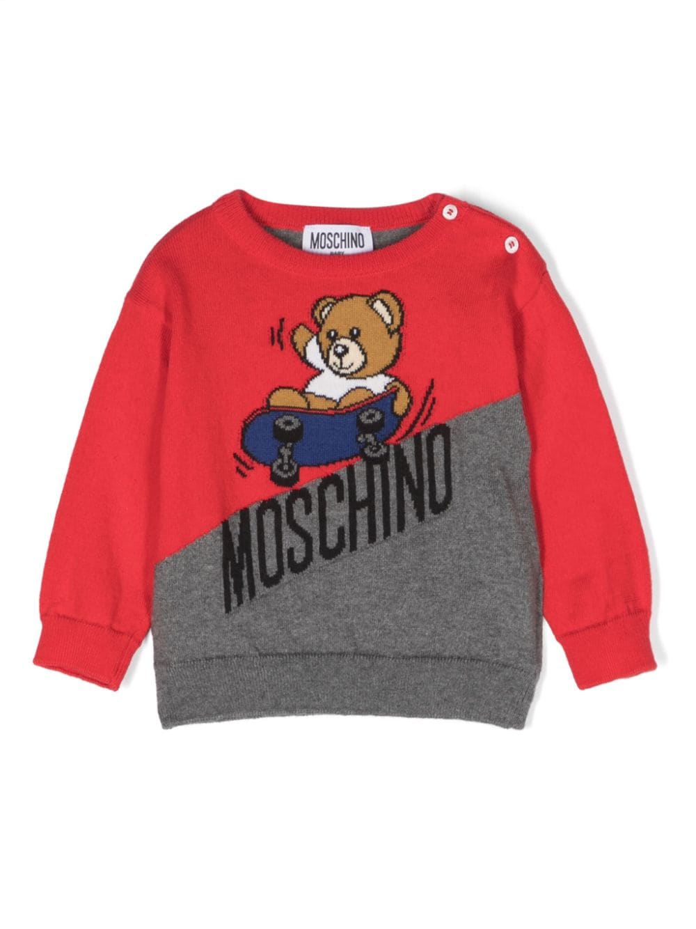 Moschino Kids Strickpullover mit Teddy - Rot von Moschino Kids