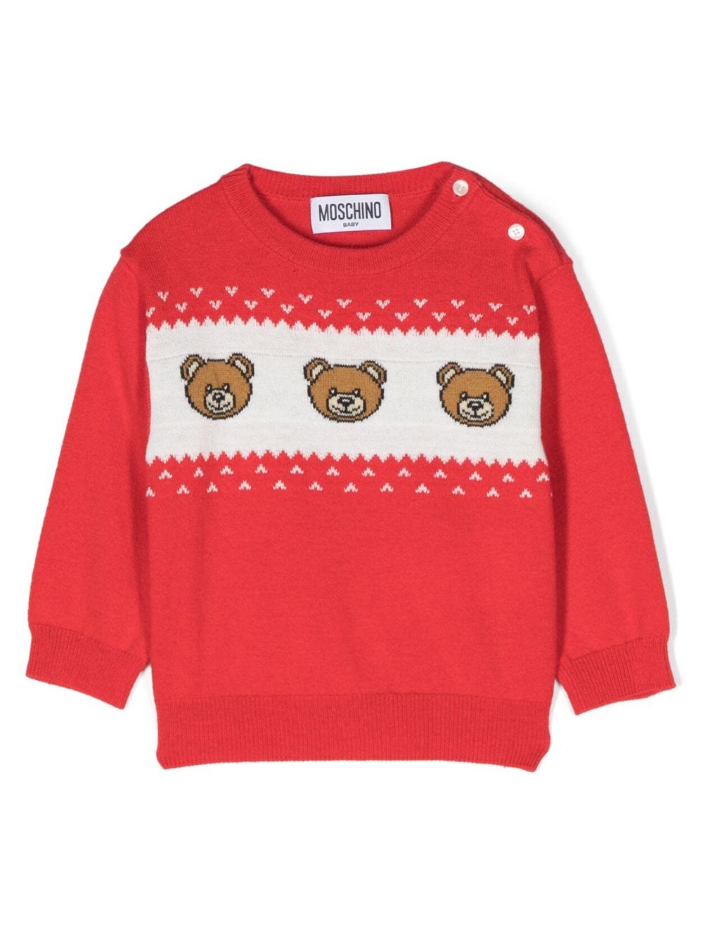 Moschino Kids Intarsien-Pullover mit Teddys - Rot von Moschino Kids