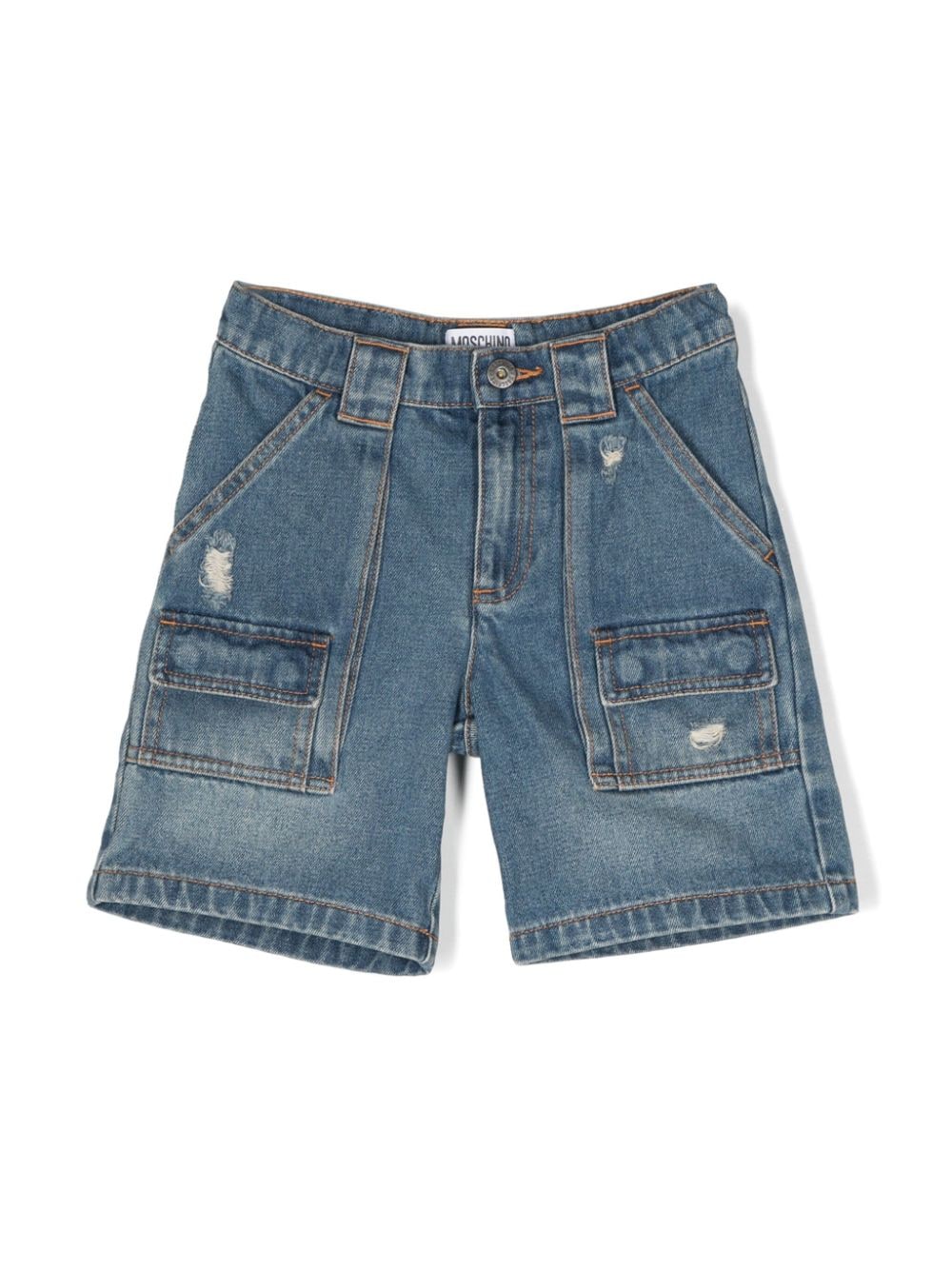 Moschino Kids Jeans-Shorts im Distressed-Look - Blau von Moschino Kids