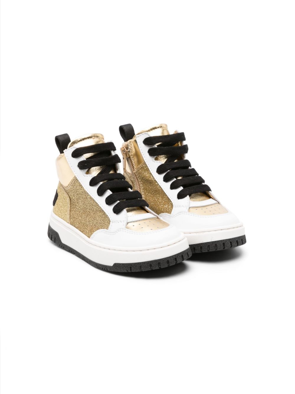 Moschino Kids High-Top-Sneakers mit Logo - Gold von Moschino Kids