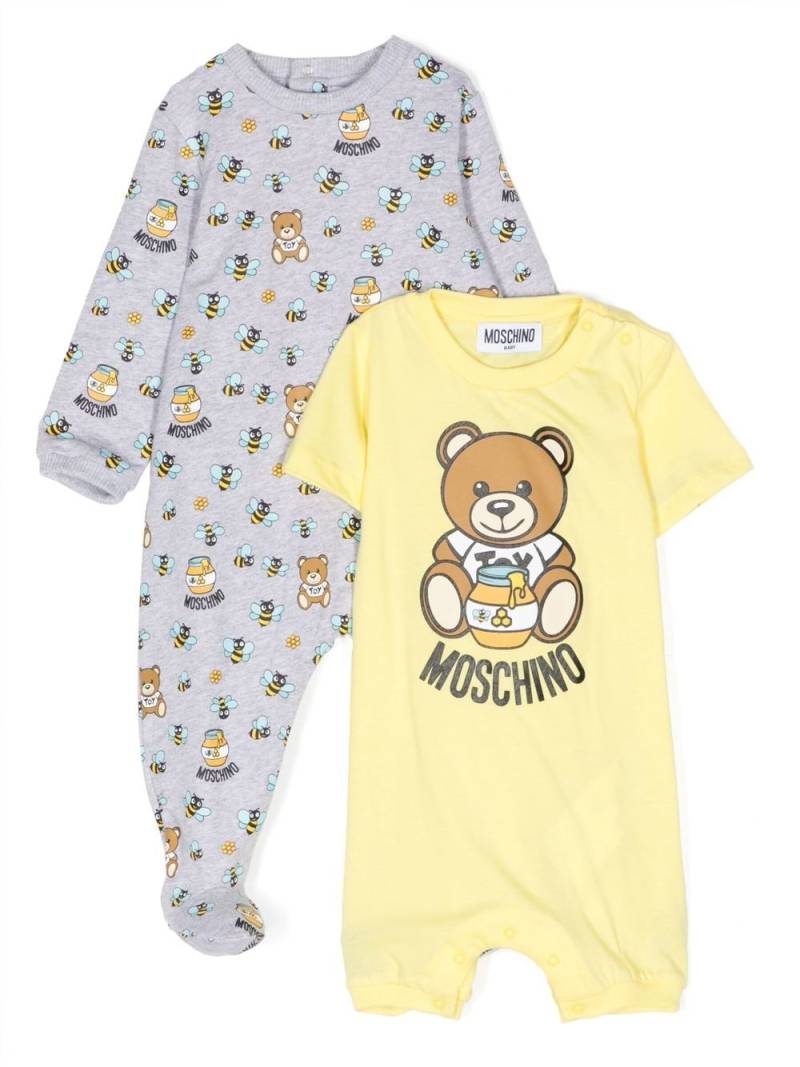 Moschino Kids Set aus zwei Stramplern mit Print - Grau von Moschino Kids