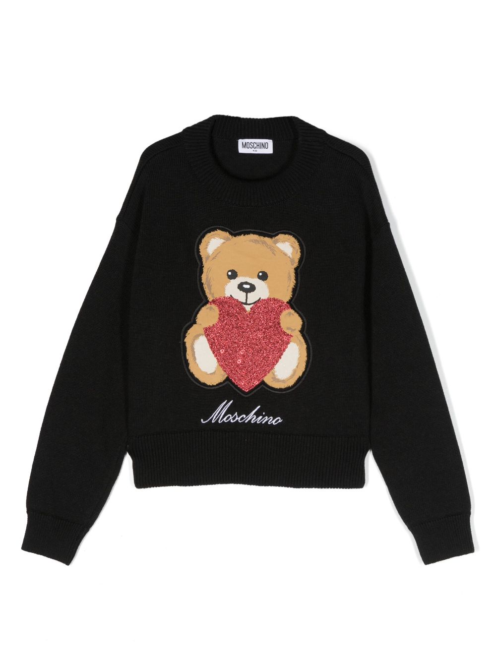 Moschino Kids Intarsien-Pullover mit Logo - Schwarz von Moschino Kids