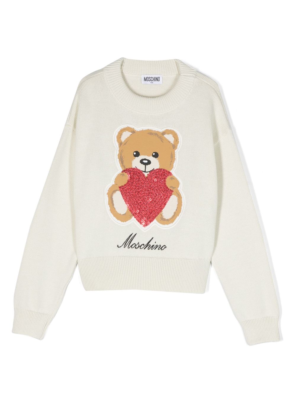 Moschino Kids Intarsien-Pullover mit Logo - Weiß von Moschino Kids