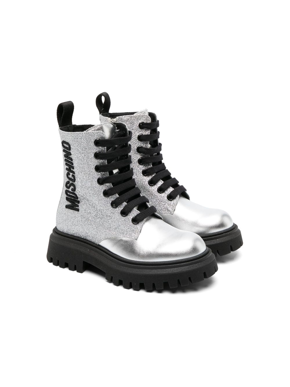 Moschino Kids Stiefeletten mit Logo-Applikation 40mm - Silber von Moschino Kids