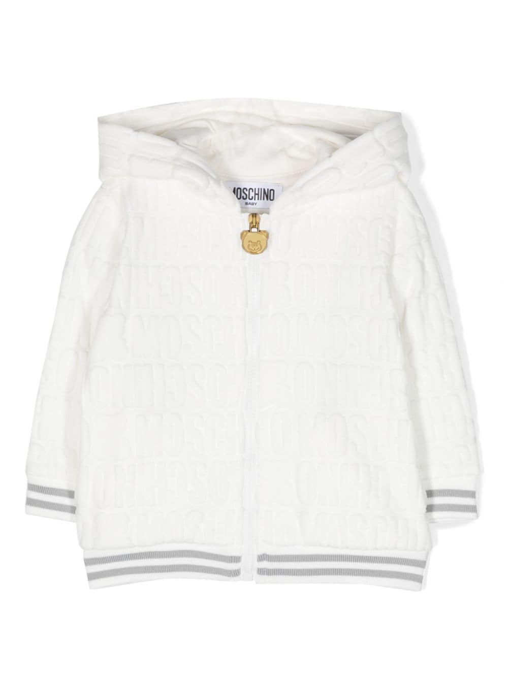 Moschino Kids Kapuzenjacke mit Logo-Prägung - Weiß von Moschino Kids