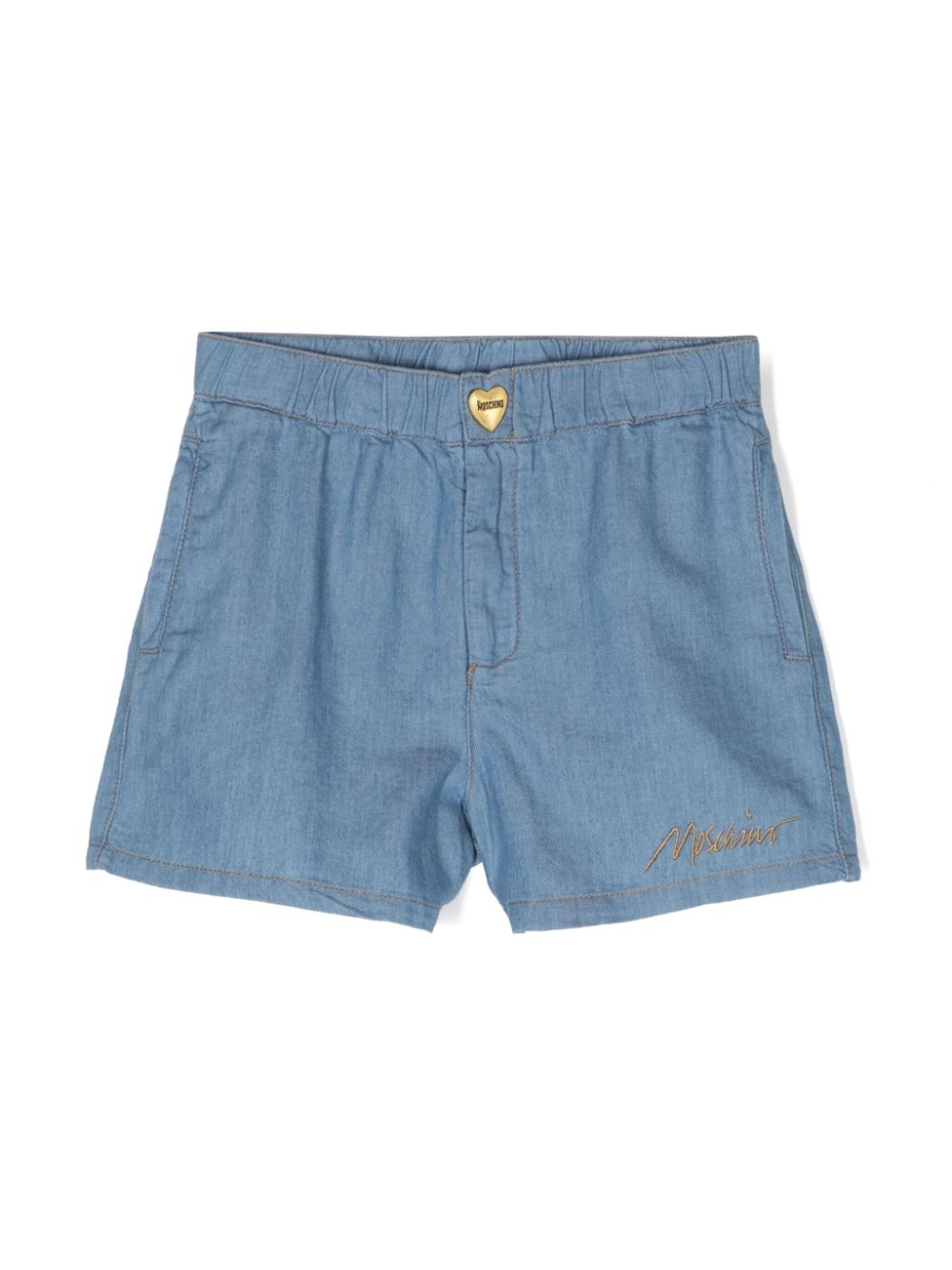 Moschino Kids Bestickte Shorts aus Chambray - Blau von Moschino Kids