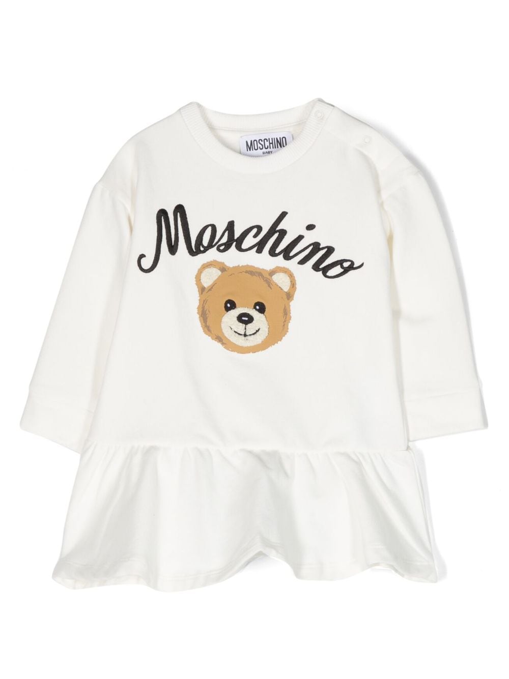 Moschino Kids Ausgestelltes Kleid mit Logo-Stickerei - Weiß von Moschino Kids