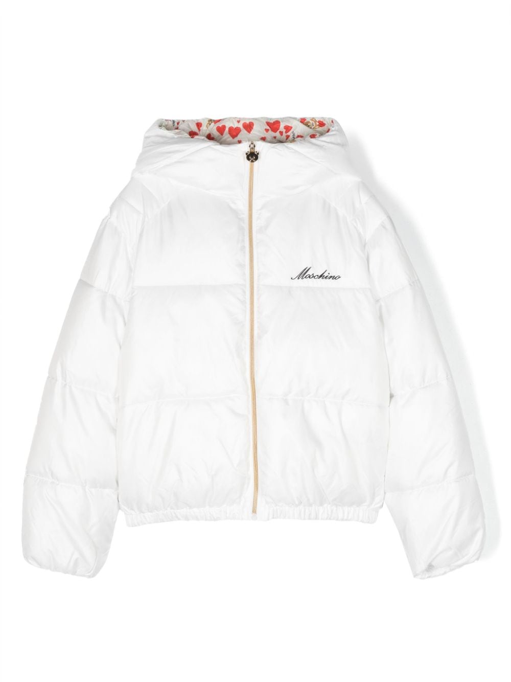 Moschino Kids Gefütterte Jacke mit Logo-Stickerei - Weiß von Moschino Kids