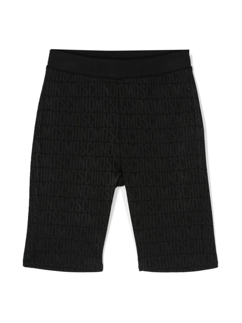 Moschino Kids Gerippte Shorts aus Logo-Jacquard - Schwarz von Moschino Kids