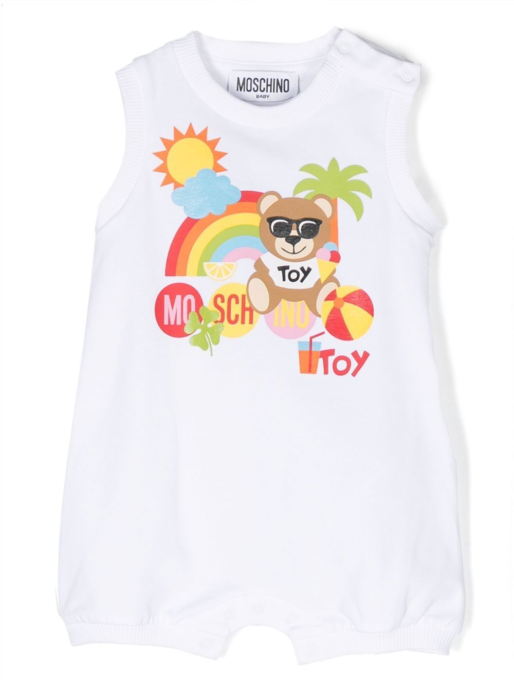 Moschino Kids Ärmelloser Strampler mit Logo-Print - Weiß von Moschino Kids