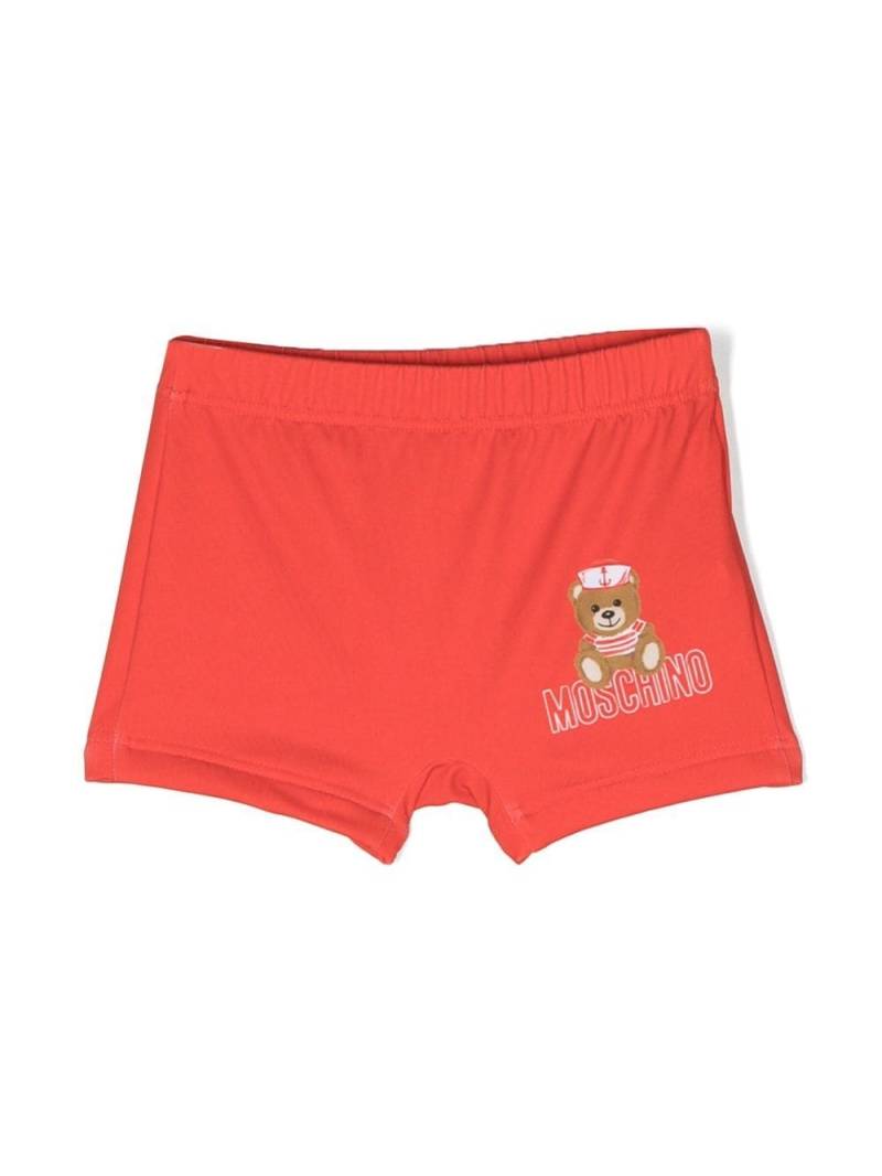 Moschino Kids Badeshorts mit Logo-Print - Rot von Moschino Kids