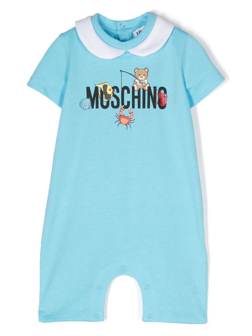 Moschino Kids Kurzer Strampler mit Logo-Print - Blau von Moschino Kids