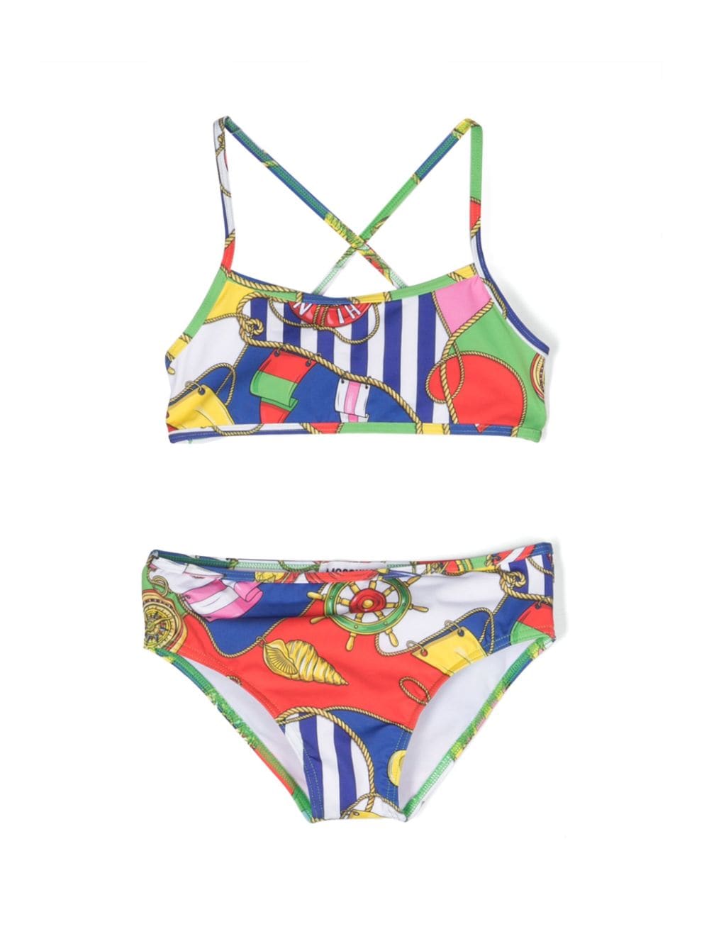 Moschino Kids Bikini mit Marine-Print - Grün von Moschino Kids