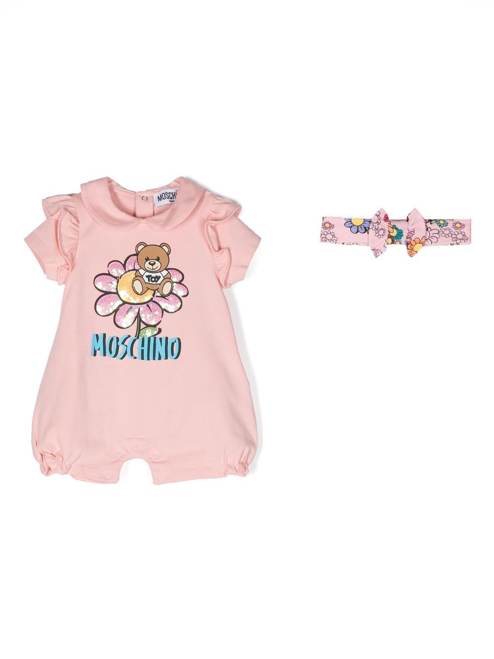 Moschino Kids Set aus Strampler und Stirnband mit Pailletten - Rosa von Moschino Kids