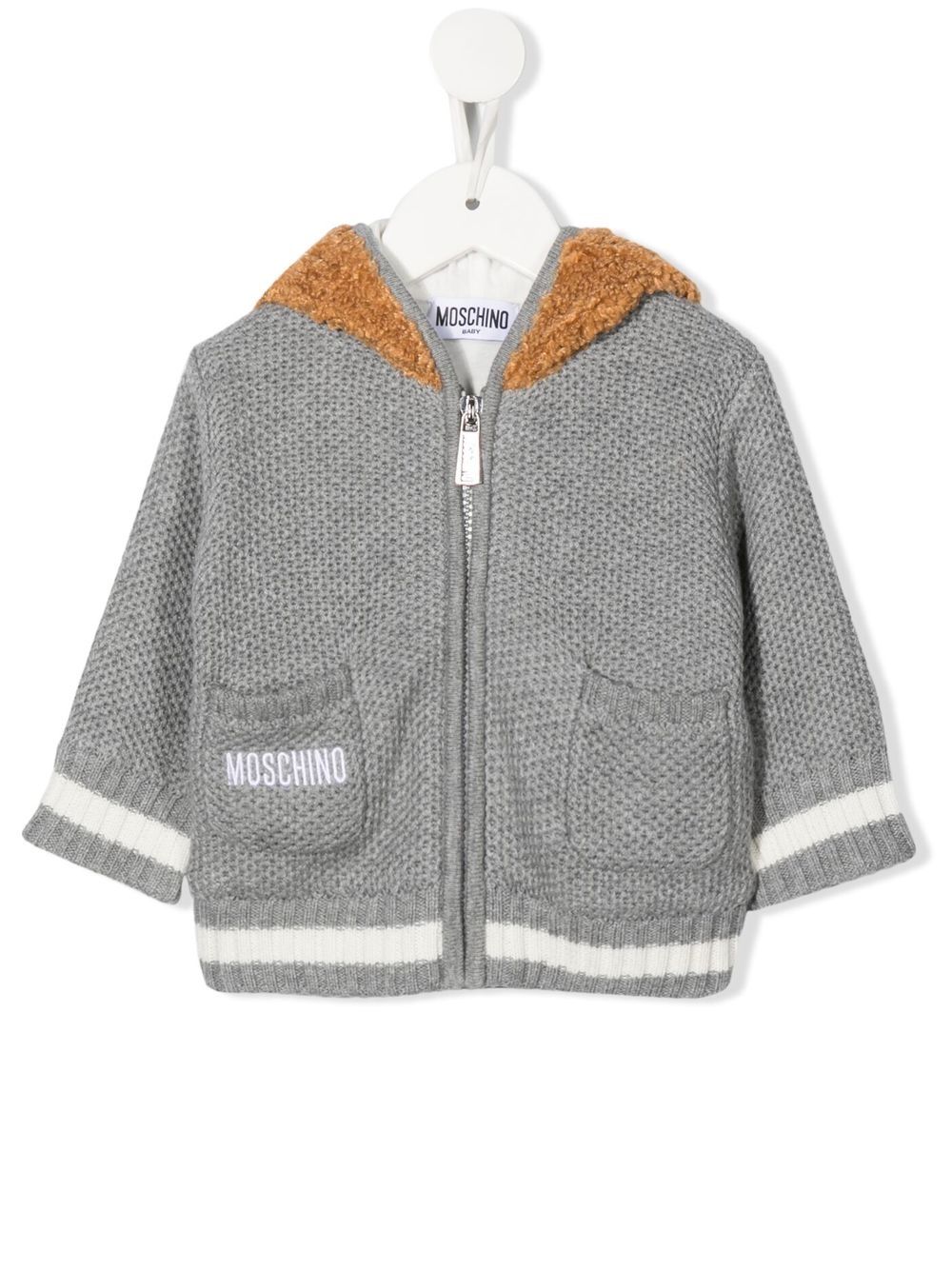 Moschino Kids Cardigan mit Teddy-Kapuze - Grau von Moschino Kids