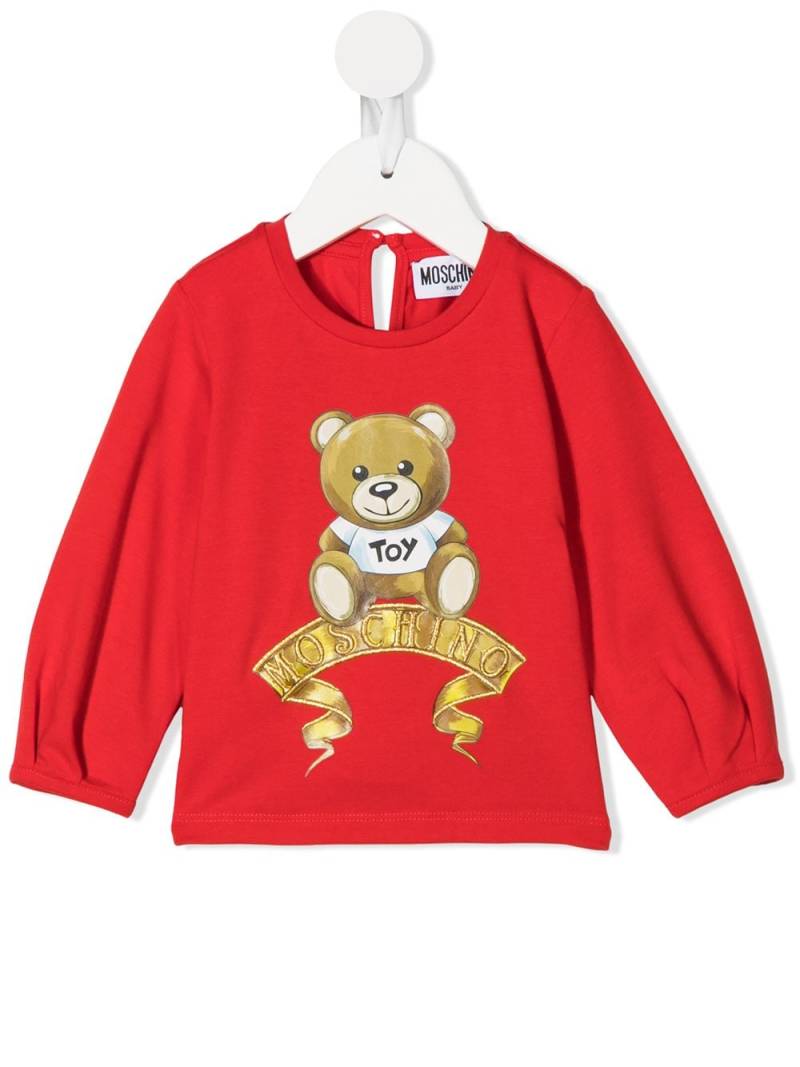 Moschino Kids Langarmshirt mit Teddymotiv - Rot von Moschino Kids