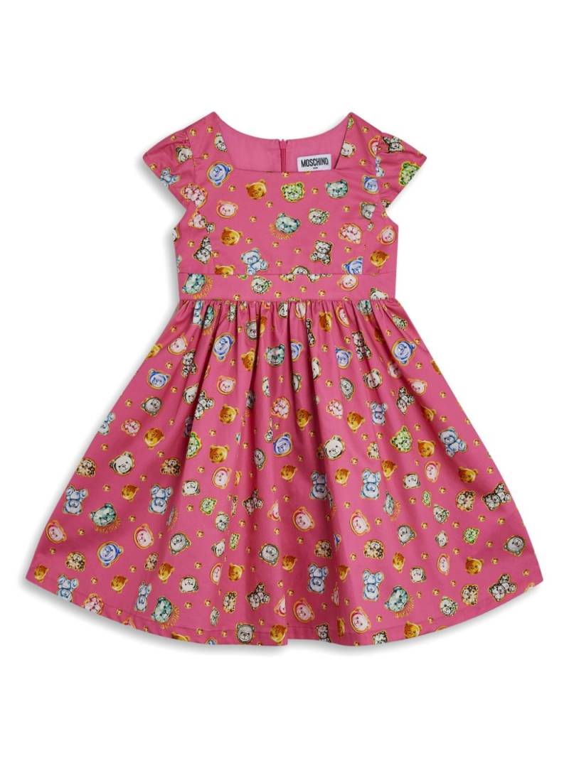 Moschino Kids Ausgestelltes Kleid mit Teddy-Print - Rosa von Moschino Kids