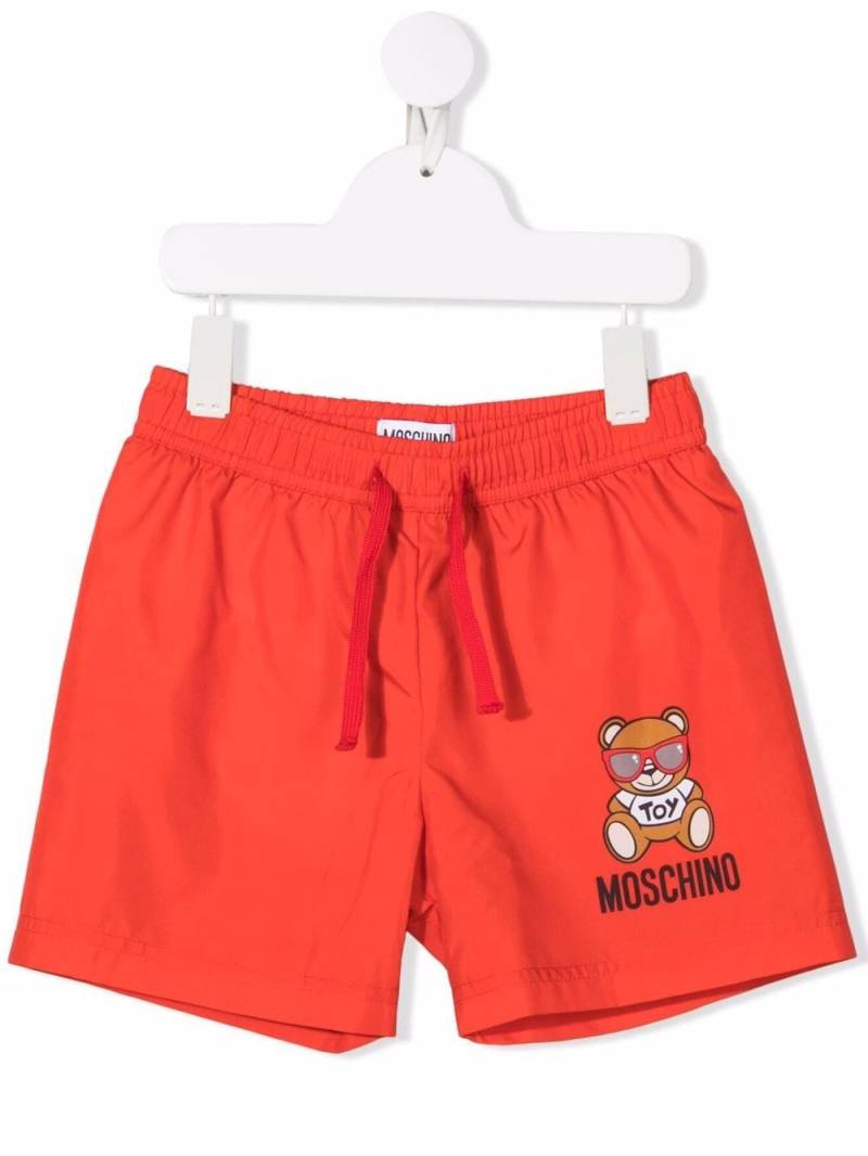 Moschino Kids Badeshorts mit Teddy-Print - Rot von Moschino Kids