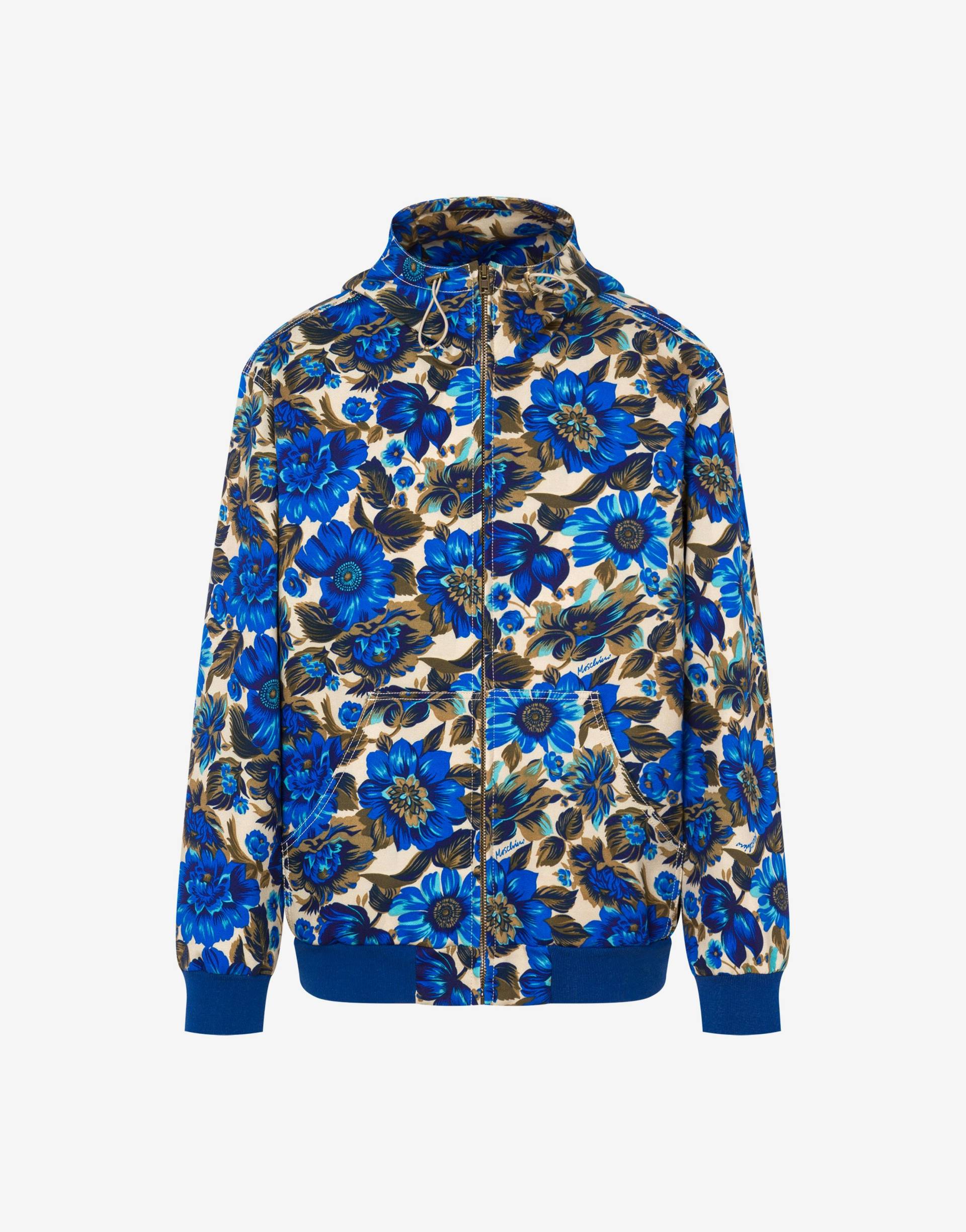 Bomberjacke Aus Stretch-bull Blue Flowers von Moschino