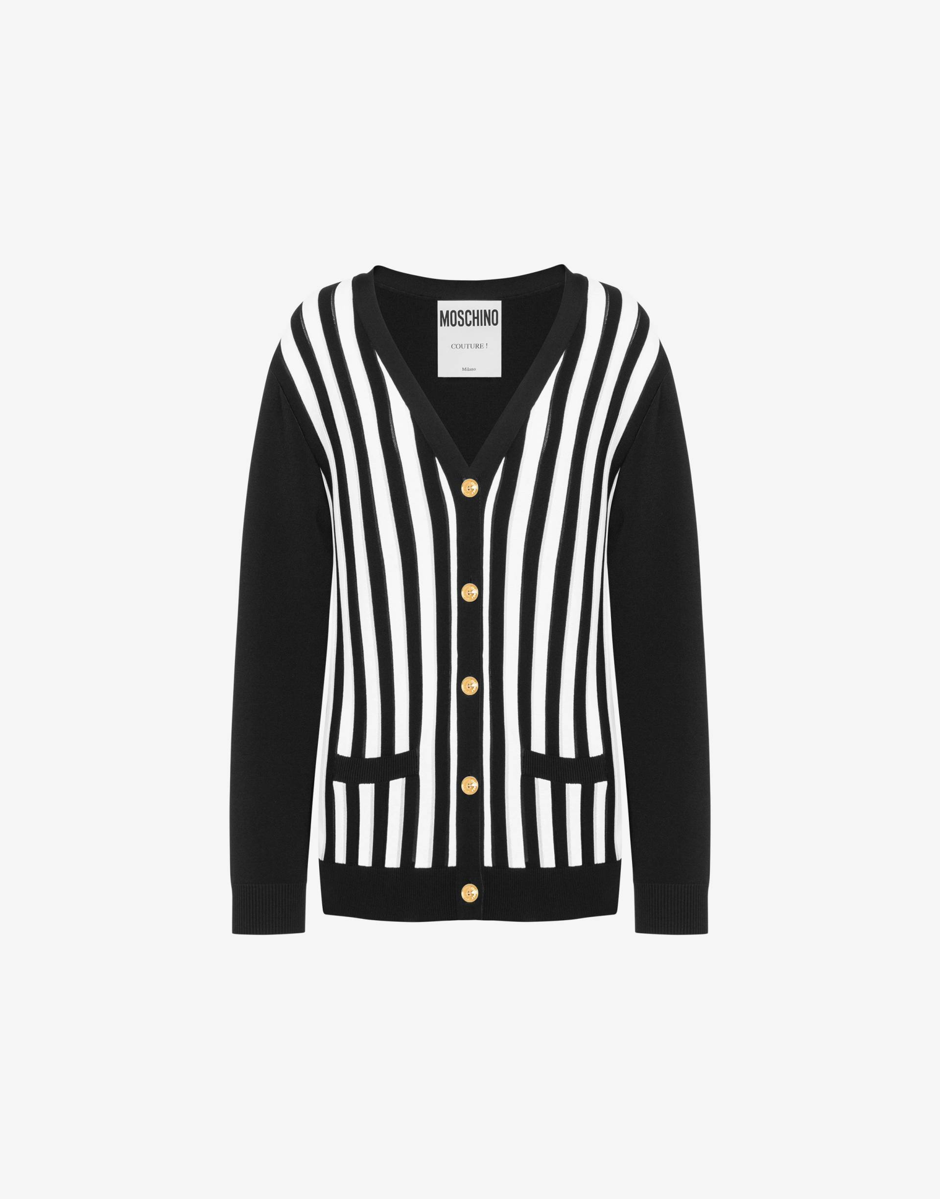 Cardigan Aus Stretch-viskose Archive Stripes von Moschino