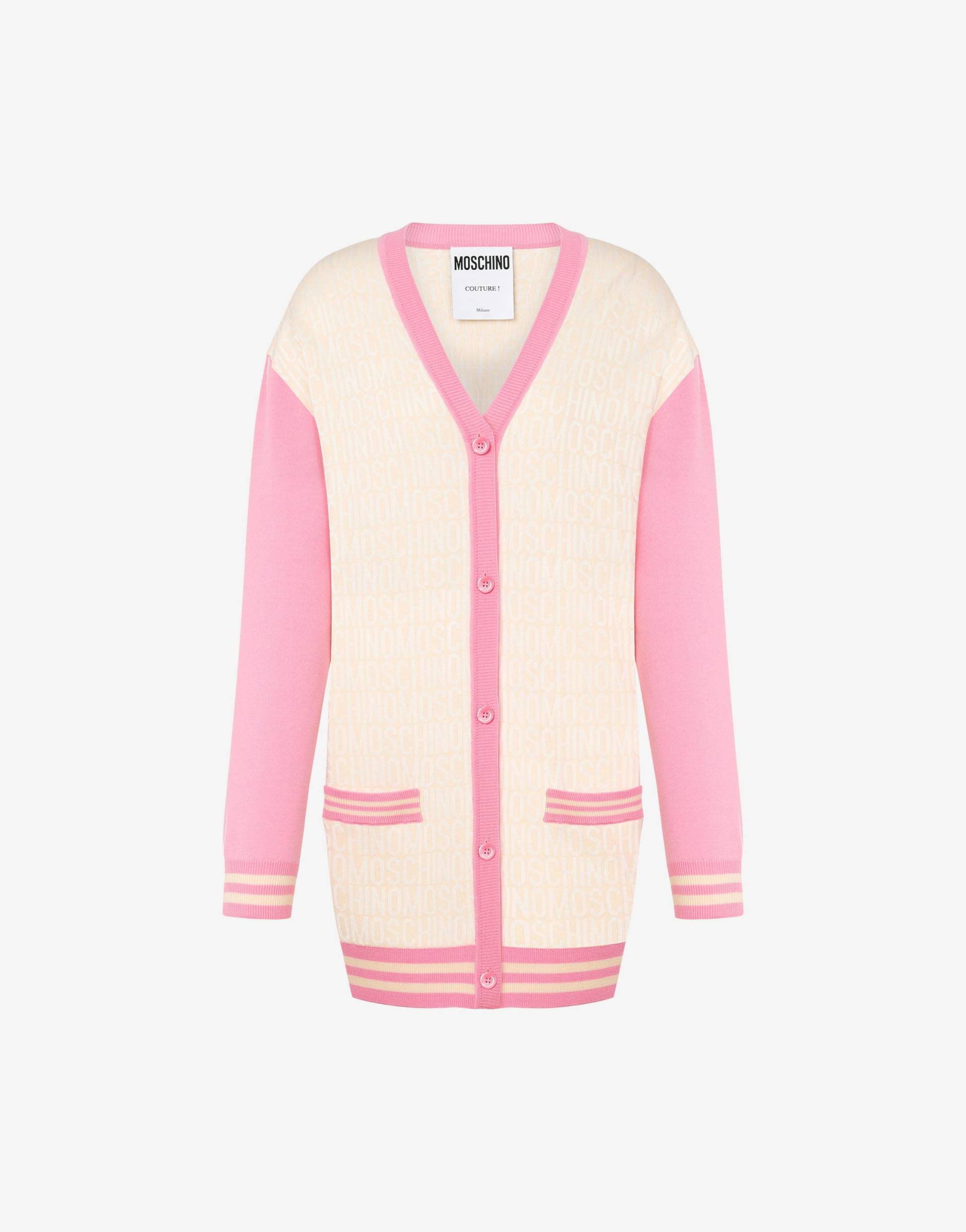 Cardigan Aus Wolle Allover Logo von Moschino