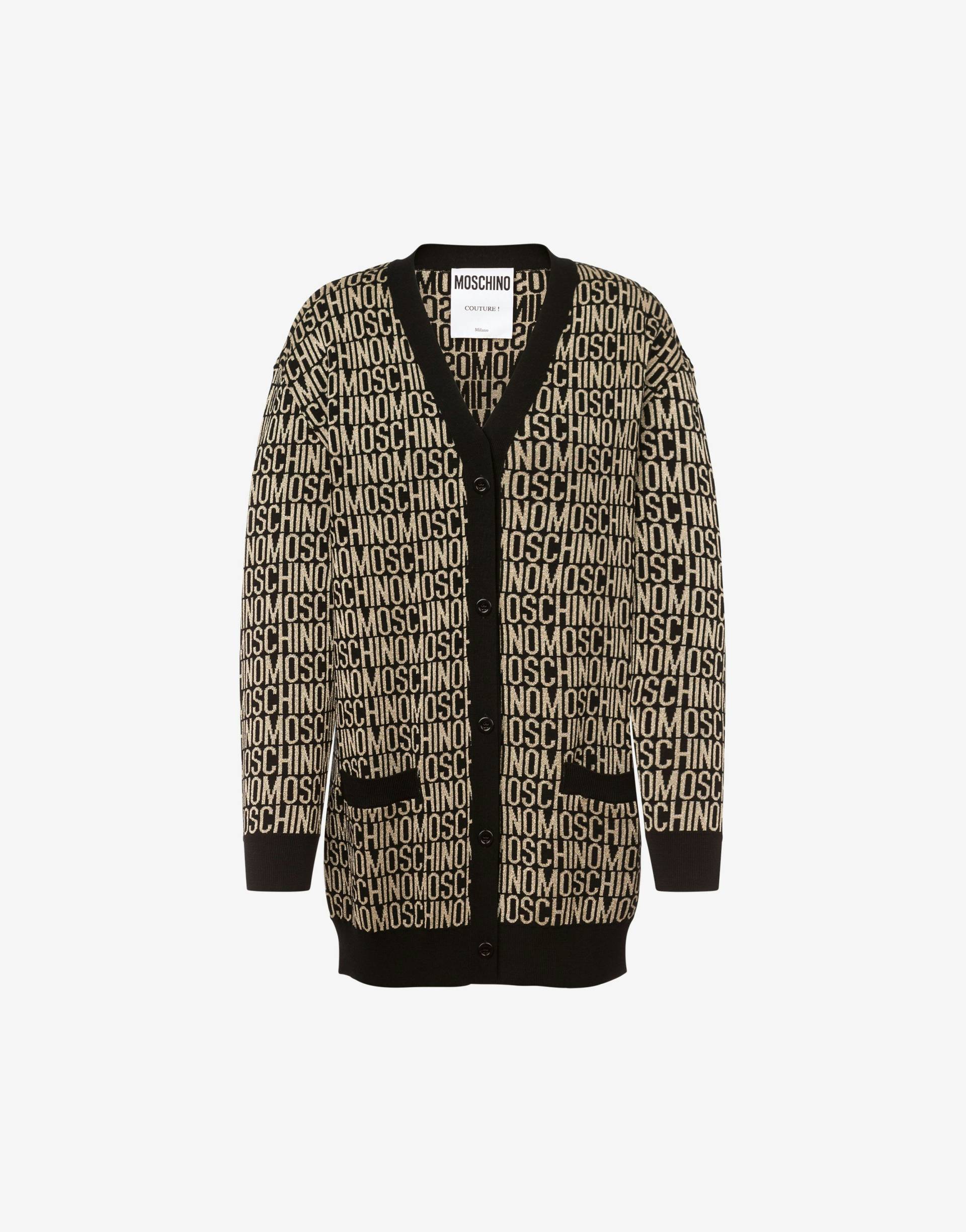 Cardigan Aus Wolle Allover Logo von Moschino