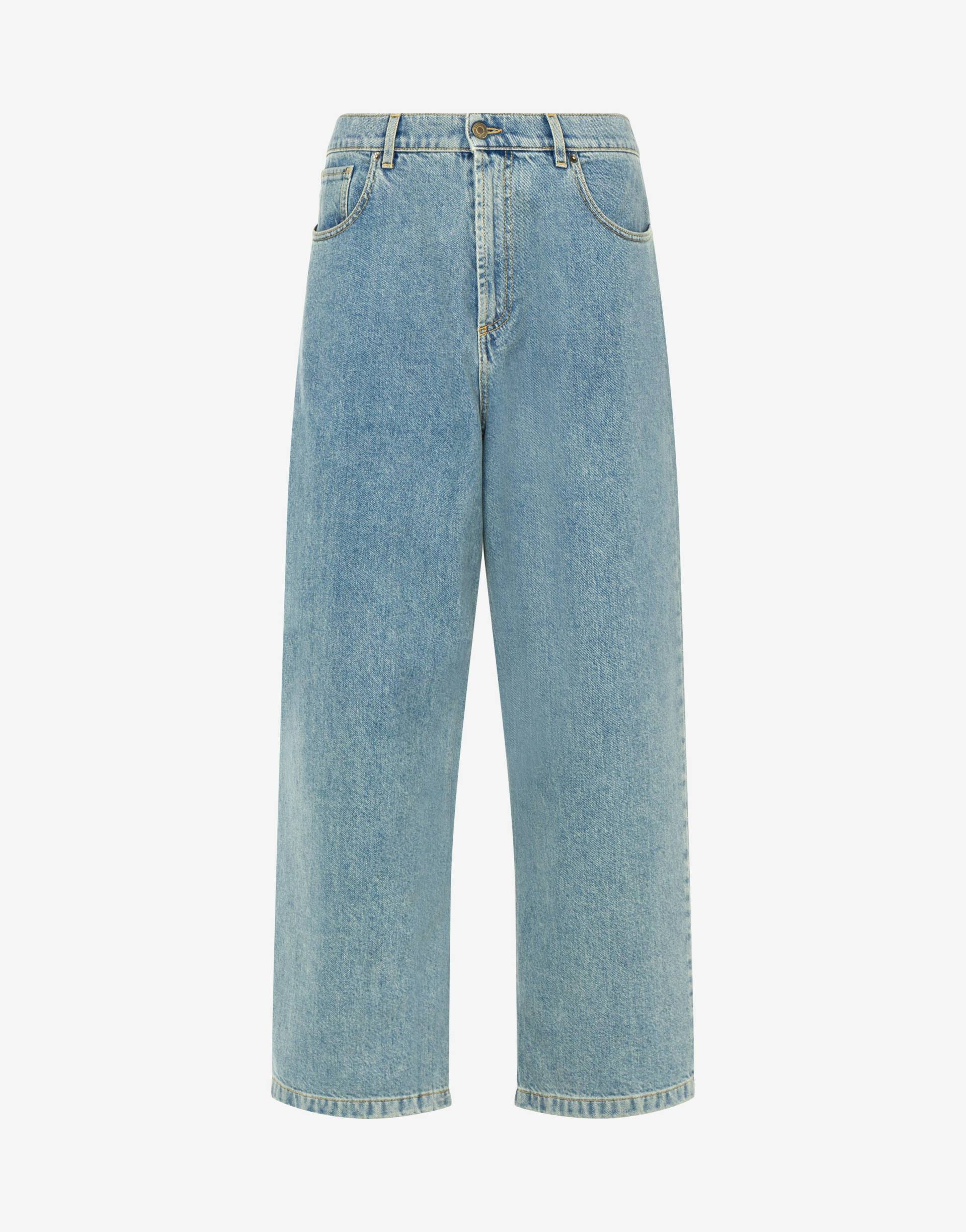 Hose Aus Blauem Denim von Moschino