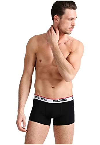 MOSCHINO 2er-Pack Herren-Boxershorts mit Logo und Vivo Rot, Modell A1394 4300, Schwarz , Small von Moschino