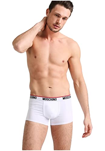 MOSCHINO 2er-Pack Herren-Boxershorts mit Logo und Vivo Rot, Modell A1394 4300, weiß, M von Moschino