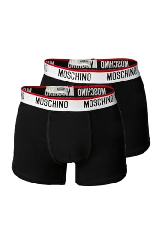 Moschino 2er-Pack Boxershorts für Herren mit Logo und lebendigem Rot, Modell A1394 4300 (L, Schwarz), Schwarz , Large von Moschino