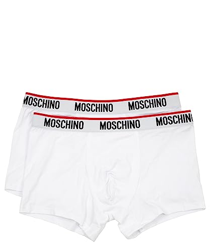 Moschino 2er-Pack Boxershorts für Herren mit Logo und lebendigem Rot, Modell A1394 4300 (M, Weiß) von Moschino