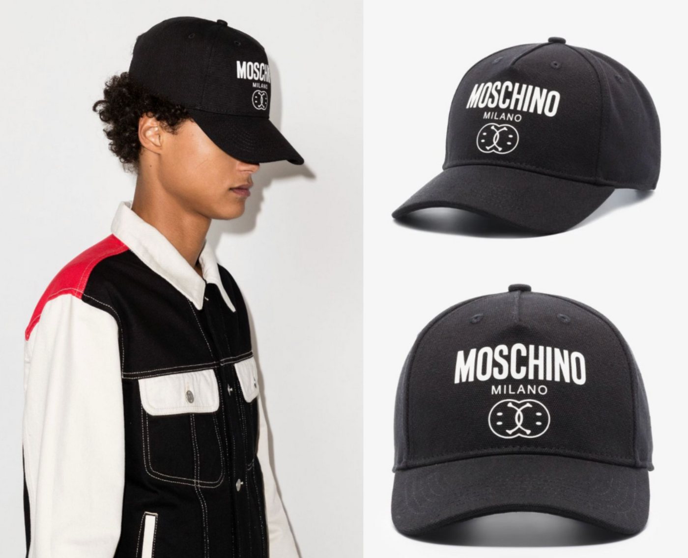 Moschino Baseball Cap Moschino X Smiley Black Double Baseballcap Baseball Kappe Trucker Hat von Moschino
