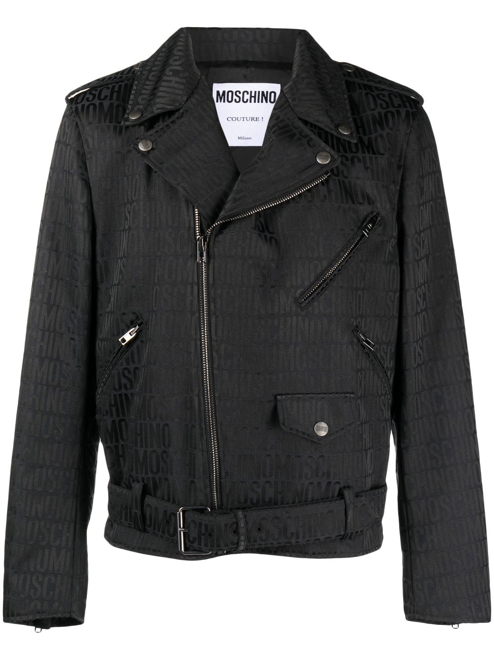 Moschino Bikerjacke mit Logo-Prägung - Schwarz von Moschino