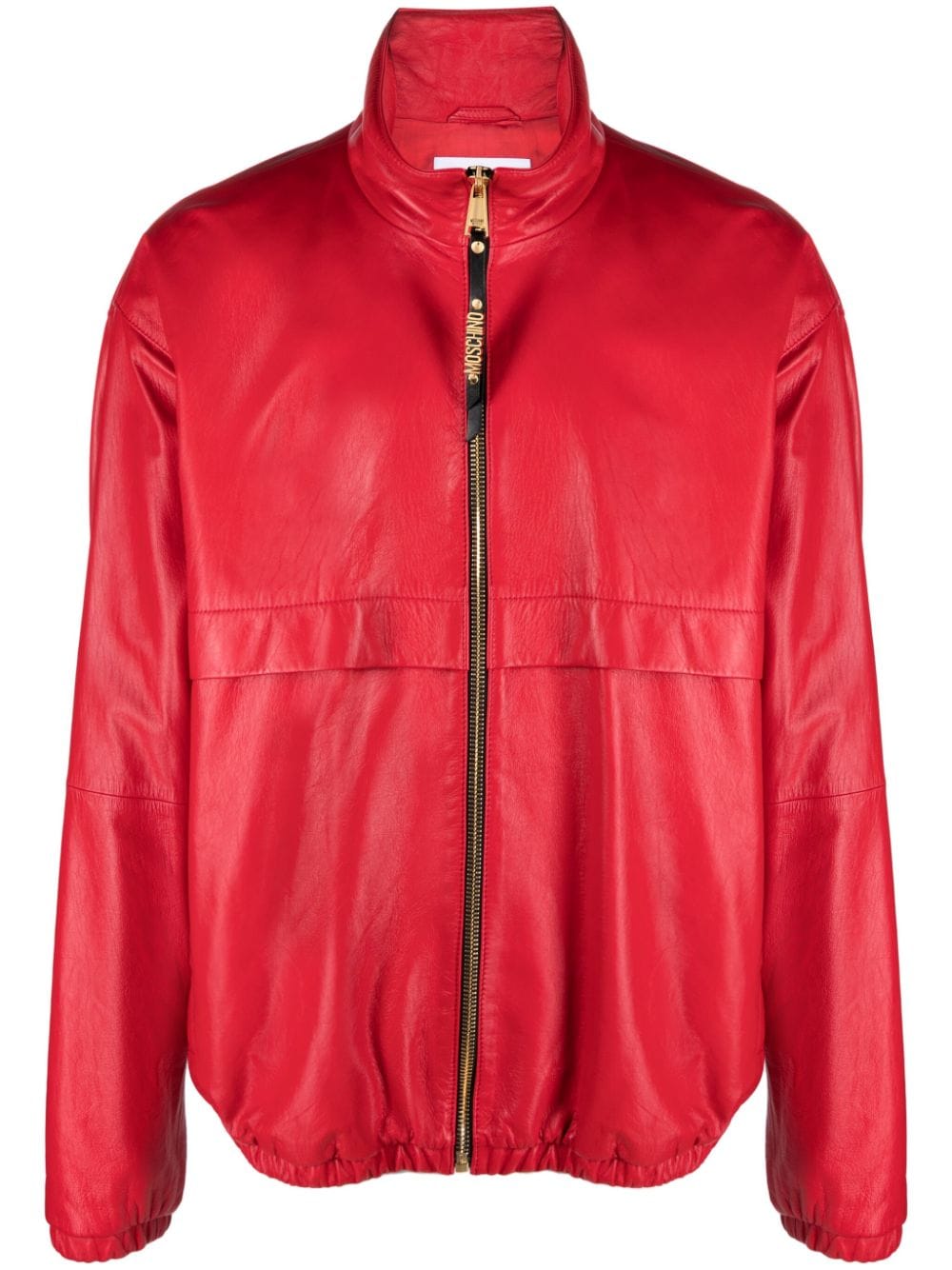 Moschino Bomberjacke aus Leder mit Logo-Schild - Rot von Moschino