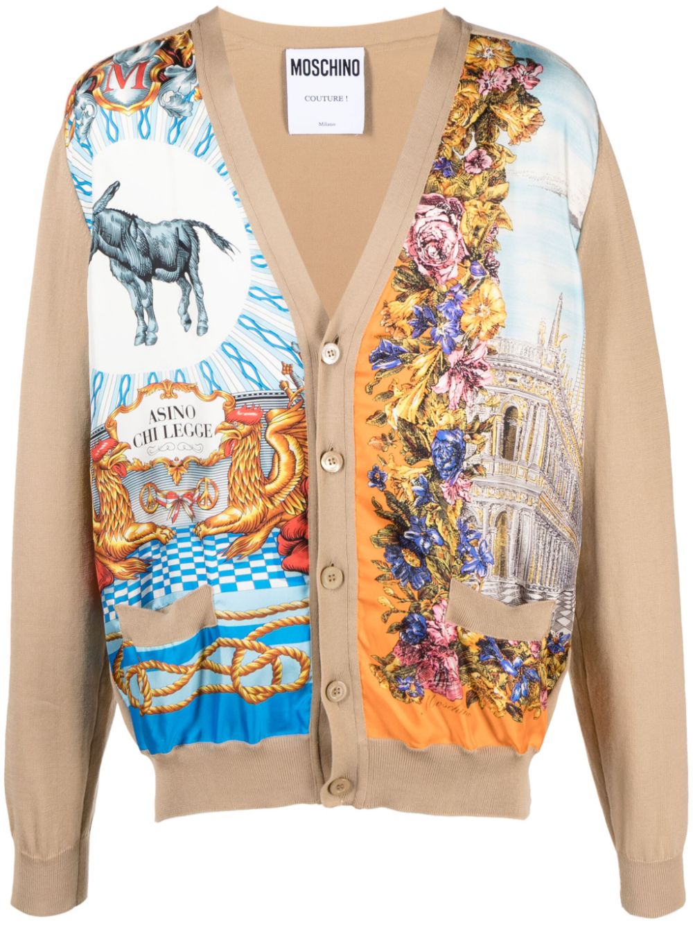 Moschino Cardigan im Mustermix mit V-Ausschnitt - Nude von Moschino