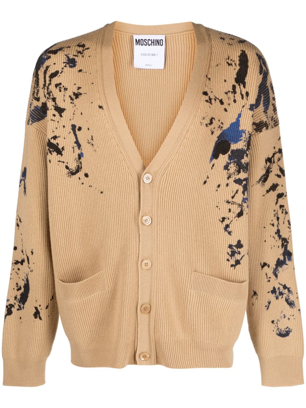 Moschino Cardigan mit Farbklecksen - Braun von Moschino