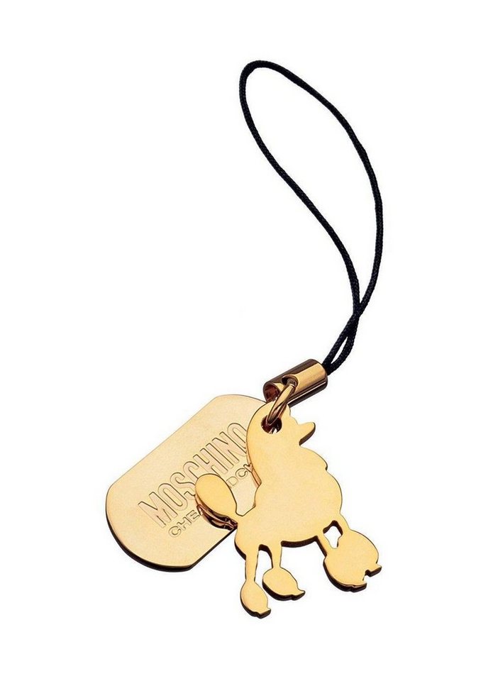 Moschino Charm-Einhänger MJ0078, Handy-Charm in gold, Pudel und Dogtag von Moschino