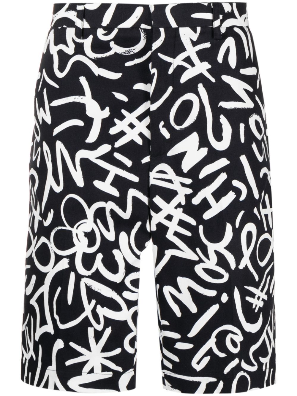 Moschino Chino-Shorts mit Monogramm-Print - Schwarz von Moschino