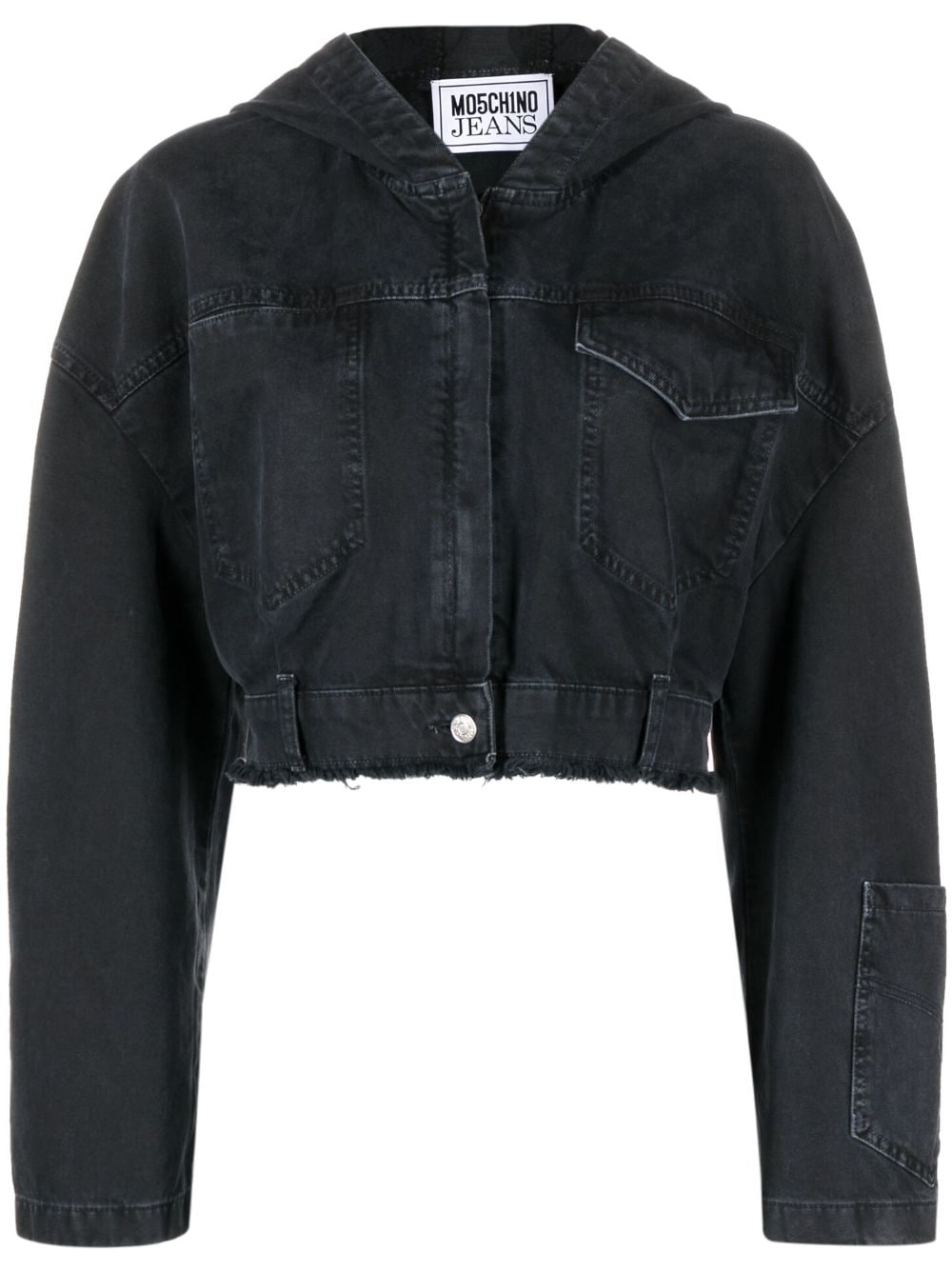 MOSCHINO JEANS Cropped-Jeansjacke mit Kapuze - Schwarz von MOSCHINO JEANS