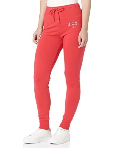 Moschino Damen Slim Fit Jog With Brand Heart Olographic Print Casual Pants, Rot, 48 EU von Moschino