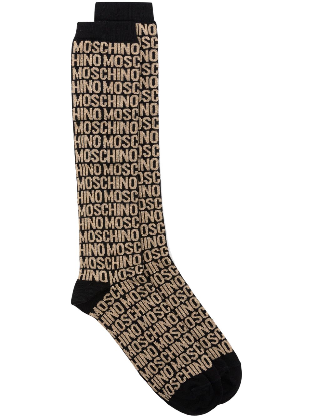 Moschino Gerippte Socken mit Monogramm-Jacquardmuster - Schwarz von Moschino