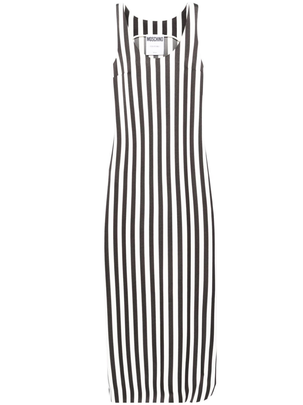 Moschino Gestreiftes langes Kleid mit U-Ausschnitt - Schwarz von Moschino