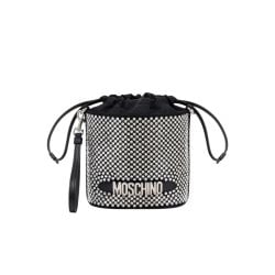 Moschino Graue Clutch Mit Kristallverzierungen - Damen Nylon Bucket Bag von Moschino