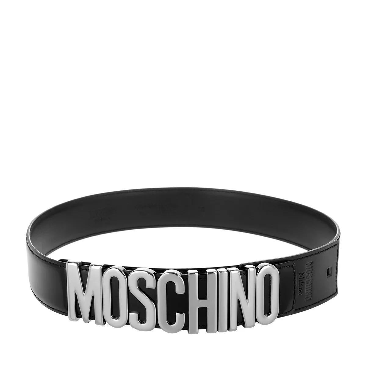 Moschino Gürtel - Calf Leather Logo Belt - Gr. 75 - in Schwarz - für Damen von Moschino