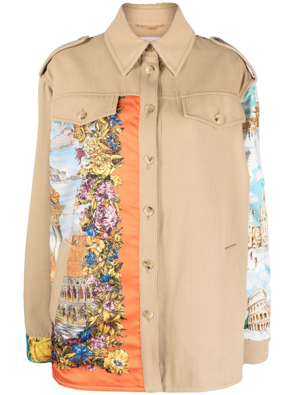 Moschino Hemdjacke mit Illustrastions-Print - Nude von Moschino