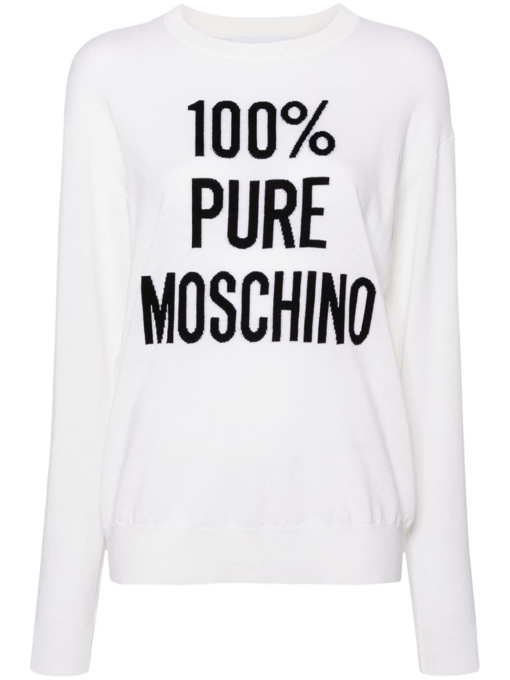 Moschino Intarsien-Pullover mit Slogan - Nude von Moschino