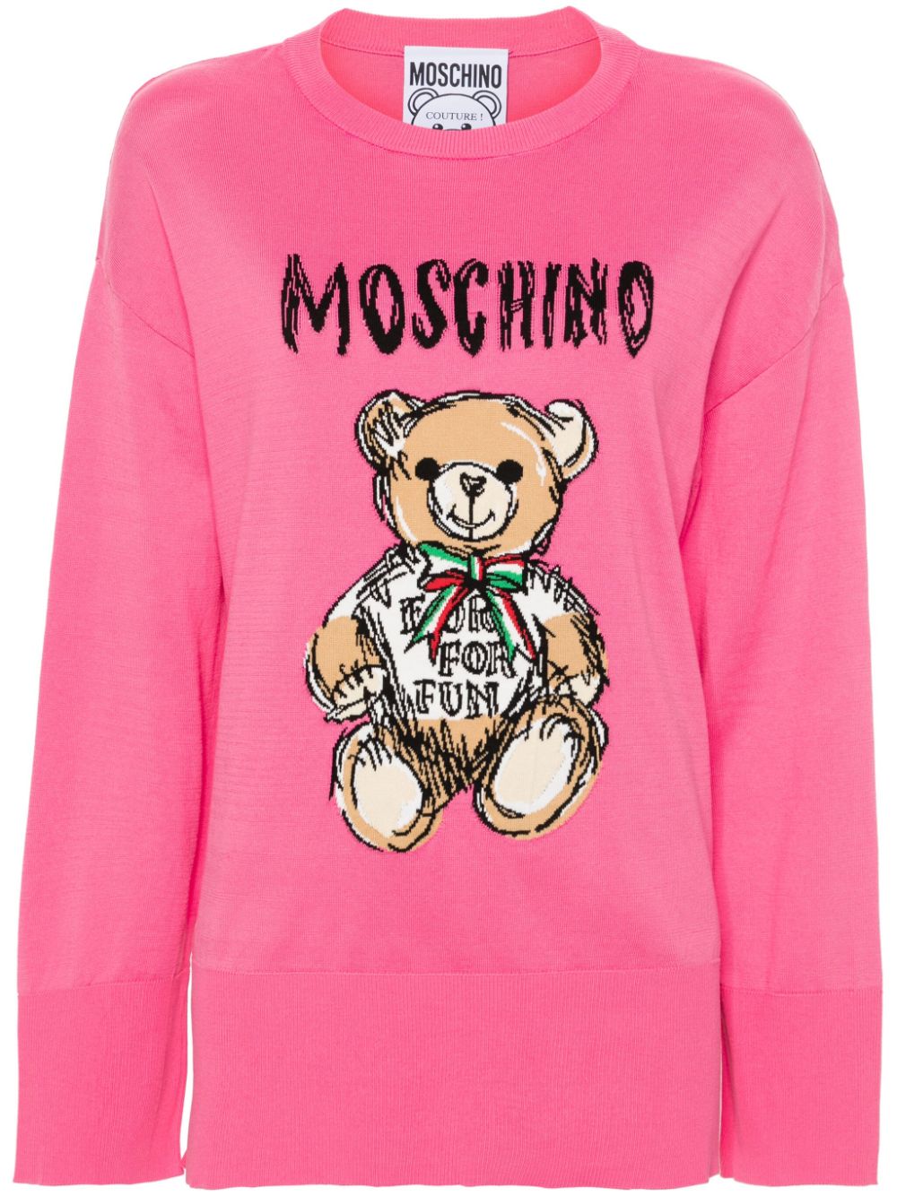 Moschino Intarsien-Pullover mit Teddy - Rosa von Moschino